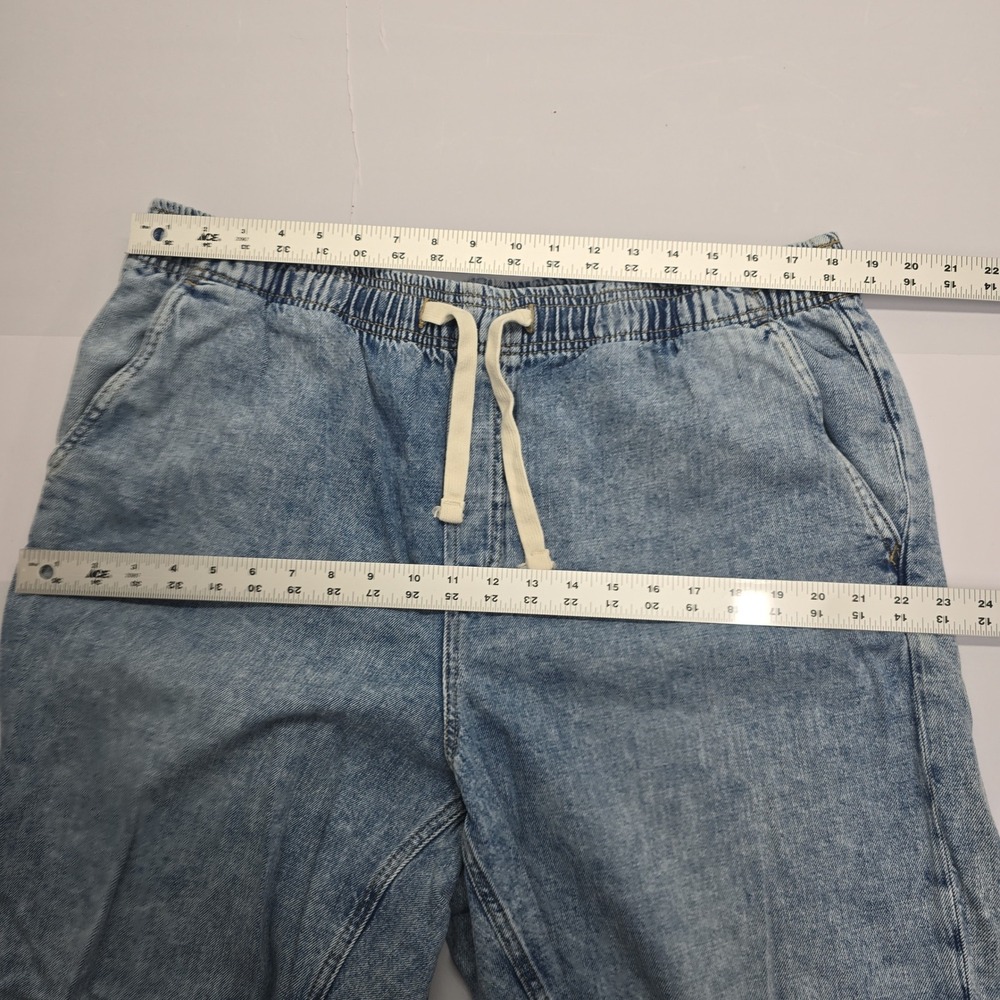 Gap Denim High Rise Wide Leg Light Wash Drawstring Pants XL Blue Acid Wash - Picture 6 of 7